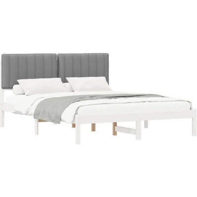 Image of vidaXL Bed Frame with Upholstered Headboard Light Grey 150 x 200 cm