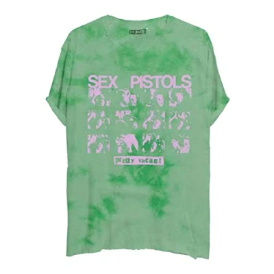 Image of Sex Pistols T Shirt Pretty Vacant Band Logo Official Unisex Dye Wash Green L