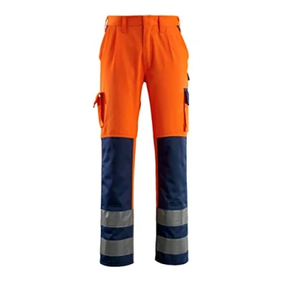 Image of Mascot Olinda Trousers with Kneepad Pockets Hi Vis Orange/Navy (L32W29.5)