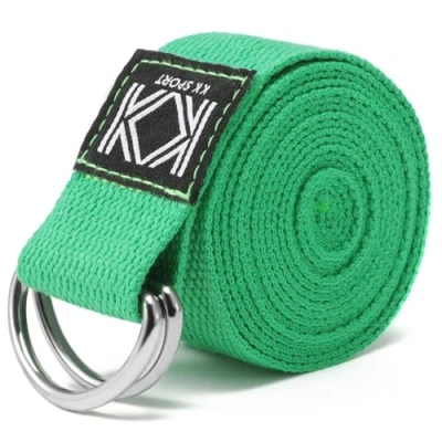 Image of KK Yoga Strap D Ring Buckle Adjustable, Non Slip, Sweat Wicking Exercise Straps For Maintaining Poses Durable &amp; Comfortable Helps In Improving Flexibility Physical Therapy (GREEN)