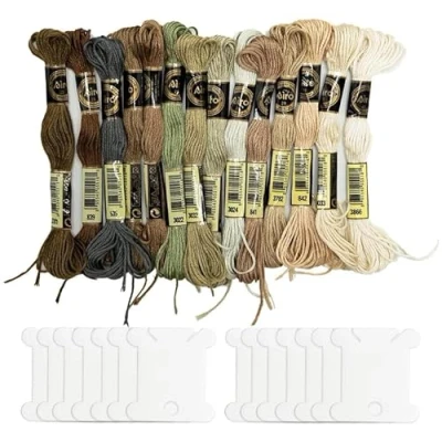 Image of 14 Skeins Per Pack Brown Embroidery Threads,Brown Thread,Sewing Thread Kit,Cotton Threads Series Cross Stitch Floss