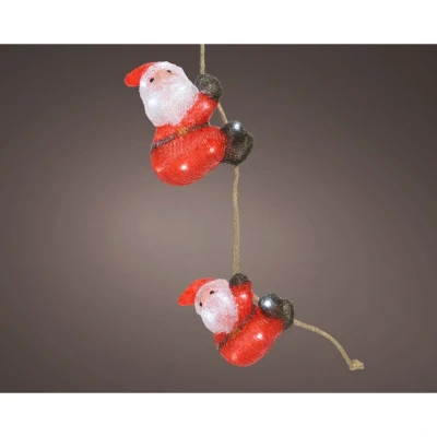 Image of Christmas Decoration 80cm LED Battery Operated Acrylic Santa Climbing Rope w Timer White/Outdoor
