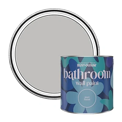 Image of Rust Oleum Grey Water Resistant Bathroom Wall &amp; Ceiling Paint Fleur 2.5L