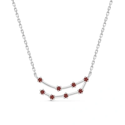 Image of Amberta Women 925 Sterling Silver Constellation Necklace with Cubic Zirconia Birthstone Zodiac CZ: Capricorn Simulated Garnet