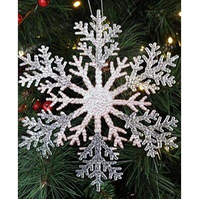 Image of Christmas Concepts® 21cm 8&quot; Large Glitter Decorated Snowflake Decoration Baubles (ROSE GOLD, 1)
