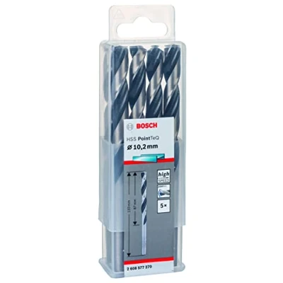 Image of Bosch Professional 5 Piece PointTeQ HSS Twist Drill Bit (for Metal, 10.2 x 87 133 mm, Driver Accessories)