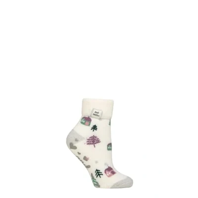 Image of Women&#039;s 1 Pair SOCKSHOP Heat Holders Turn Over Cuff Lounge Lite Slipper Socks Cosy Cabin 4 8