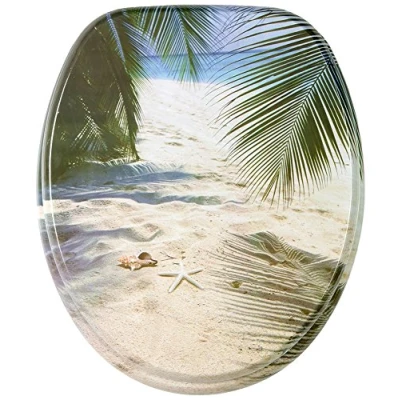 Image of Soft Close Toilet Seat Stable Hinges Easy to Mount Beach