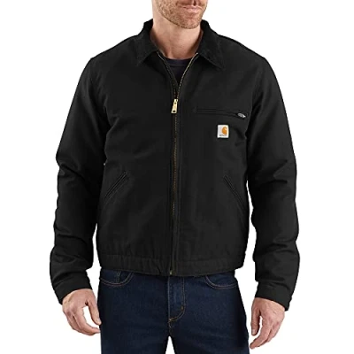 Image of Carhartt Men&#039;s Big &amp; Tall Duck Detroit Jacket Work Utility Outerwear, Black, XL