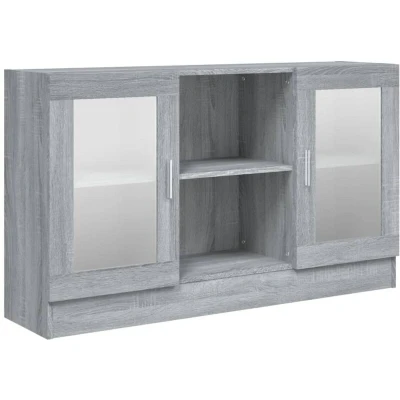 Image of vidaXL Vitrine Cabinet Grey Sonoma 120x30.5x70 cm Engineered Wood