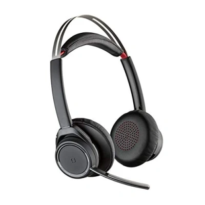 Image of Poly Voyager Focus UC (Plantronics) Bluetooth Dual Ear (Stereo) Headset with Boom Mic USB C Compatible PC and Mac Active Noise Canceling Works Teams, Zoom &amp; more