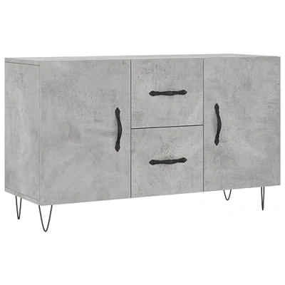 Image of vidaXL Sideboard in Concrete Grey Modern Engineered Wood Storage Cabinet with Metal Legs for Living Room or Bedroom Ample &amp; Display Space