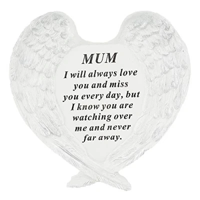 Image of Mum Guardian Angel Heart Wings Graveside Memorial Plaque Ornament