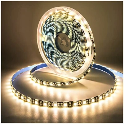 Image of Tesfish 12V LED Strip, 5M Warm White 3000 3400K Black Strip PCB Board 5050 IP65 Waterproof 300 LEDs Light for Bedroom, Kitchen Decoration