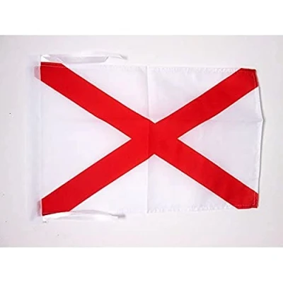 Image of AZ Flag Alabama 18&#039;&#039; x 12&#039;&#039; 100% Polyester US state of Small Banner with Two Cords Fade Resistant Vivid Colors 18x12 in 45x30 Cm