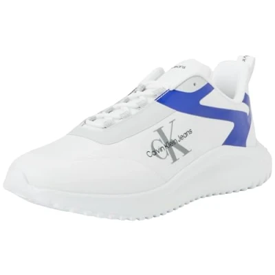 Image of Calvin Klein Jeans Men EVA RUNNER LOW LACE ML MIX, Bright White/Sapphire Blue, 44 EU