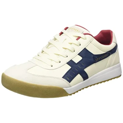 Image of Skechers Men&#039;s 237350 WNVR Sneaker, White Leather/Red &amp; Blue Trim, 6 UK