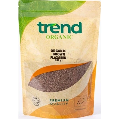 Image of Trend Organic Brown Flaxseed, Rich Nutty Flavour, High in Protein &amp; Fiber, and Omega 3s, Certified Organic, Vegan, GMO Free, No Additives, Preservatives, Raw Whole Seeds, 500g.