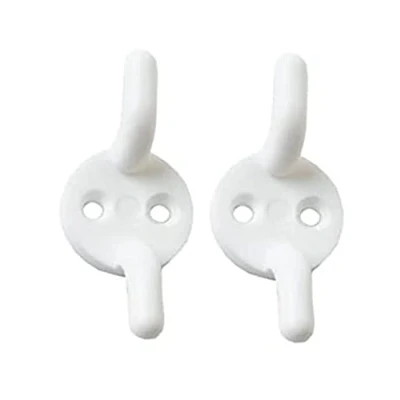 Image of Merriway BH03382 (4 Pcs) Safety Cleat Hooks for Curtain Roman Blind Cords, 50mm (2 inch), White Plastic Pack of 4 Pieces