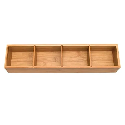 Image of Lipper International Wood 4 Part Drawer Organizer with Removable Dividers, Bamboo, 17 1/2&quot; x 4&quot; 2