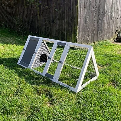 Image of Bunny Business Pet Supplies Apex Run with Enclosure Rabbit/Guinea Hutch Hutches, 4ft Triangular Runs (GREY HVY)
