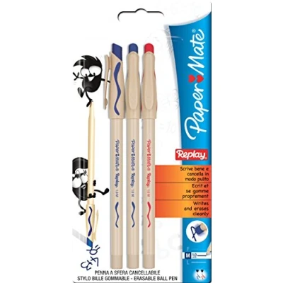 Image of Paper Mate Replay Medium Tip Erasable Ball Pen Assorted Colour (Pack of 3)