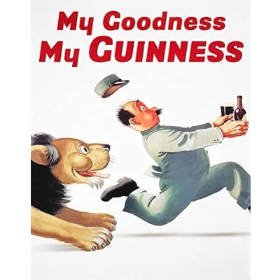 Image of BigBazza Vintage Advertising Wall Tin Plaque 20x15cm Pub Shed Bar Man Cave Home Bedroom Office Kitchen Gift Metal Sign Retro My Goodness For Guinness Drink Stout Ale Lion Advert inspired