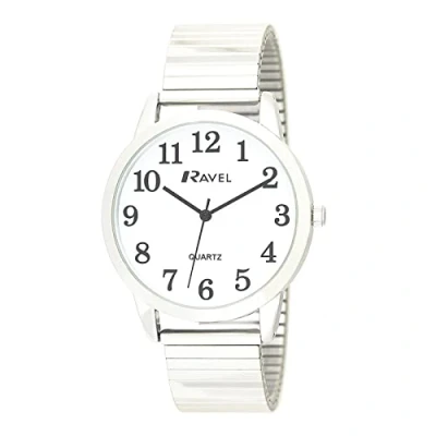 Image of Ravel Modern Minimal Everyday Quartz Watch on Stainless Steel Expander for Men (36mm case) R0232.01.1 Silver Tone