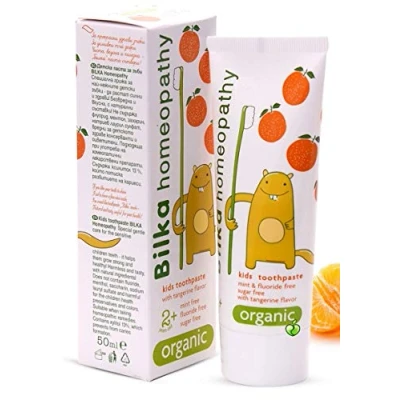Image of 3 x Bilka Homeopathy Kids Toothpaste 2y+, 6y+ ORGANIC Tangerine, Raspberry 50ml (Tangerine)