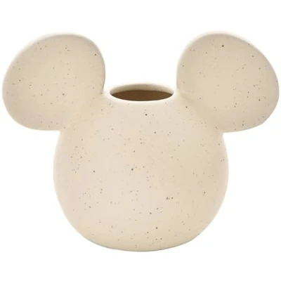 Image of Disney Home Mickey Mouse Head Ceramic Vase with Natural Speckle Design