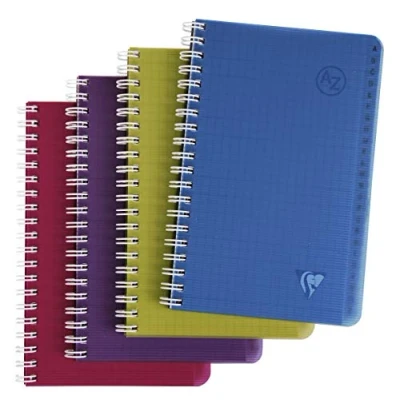 Image of Clairefontaine 329235C Lot de 10 Répertoires à Spirale Linicolor 11x17 cm 100 Pages Petits Carreaux Papier Blanc 90 g Couverture Polypro Transparent Couleurs Aléatoires Intensive
