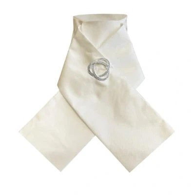 Image of Equetech Ready Tied Riding Equestrian Dressage Stock Plain (Stock Pin not included) Cream