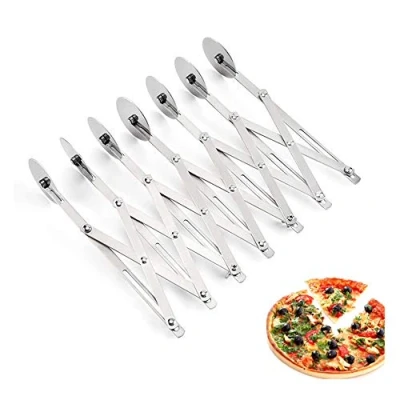 Image of 7 Wheel Stainless Steel Pastry Cutter,Expandable Pizza Slicer,Adjustable Cutter Roller Cookie Dough Divider