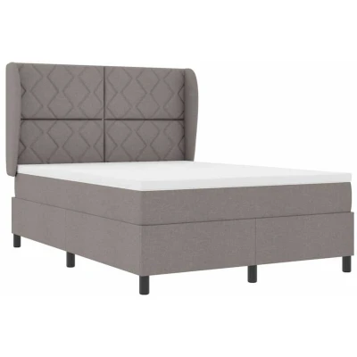 Image of vidaXL Box Spring Bed with Mattress Taupe, 140x190 cm, Fabric