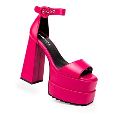 Image of LAMODA Just Coz Platform Sandals Fuchsia, UK 8