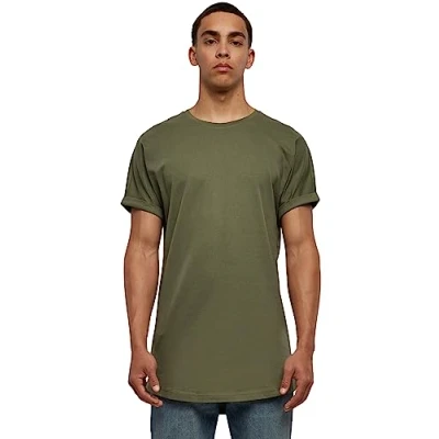Image of Urban Classics Shaped Turnup Basic Tshirt, Men&#039;s, Size: Small, Olive