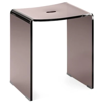 Image of Navaris Grey Acrylic Shower Stool Waterproof Transparent Chair for Bathroom Kitchen Bedroom Backless See Through Modern Seat Wet or Dry Use