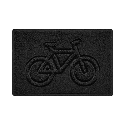 Image of Nicoman Bike Embossed Shape Door Mat Dirt Trapper Jet Washable Doormat (Use Outdoor ONLY) (60x40cm/23.6x15.7inches, Small) Black