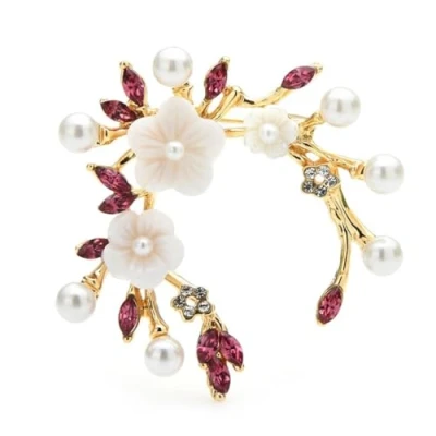 Image of LXYAYY Flower Brooch Women Pink Purple Wreath Coat Accessories Wedding Office Party Pin Gifts Clothing