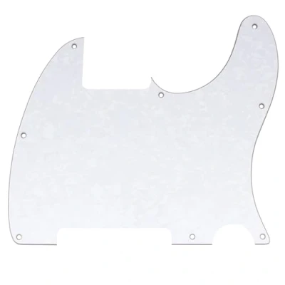 Image of Musiclily 8 Hole Tele Pickguard Blank for Fender USA/Mexican Telecaster Esquire Guitar, 4Ply White Pearl