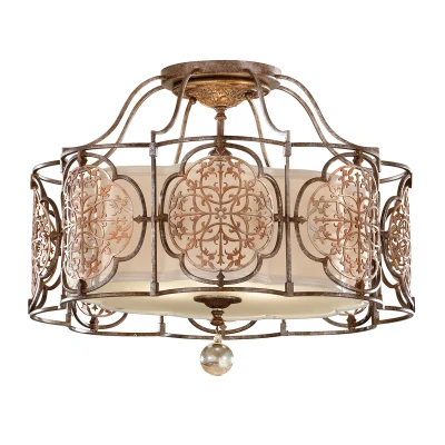Image of Marcella 3 Light Semi Flush Ceiling British Bronze, E27