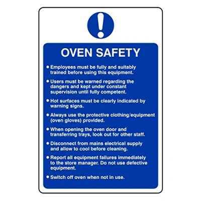 Image of 200mmx300mm Oven Safety Catering Information Sign Sticker Self Adhesive