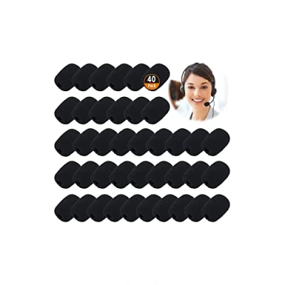 Image of 40 Pack Headset Microphone Foam Cover Mini Windscreens Sponge Covers for Lapel Lavalier Black