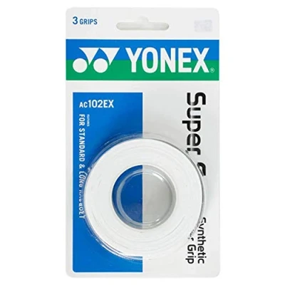 Image of Yonex Super Grap Overgrip White 3 Pack Tape for Tennis Racket Grip White, 25x1200x0.6 mm