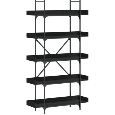 Image of vidaXL Bookcase 5 Tier Black 100x33x180.5 cm Engineered Wood