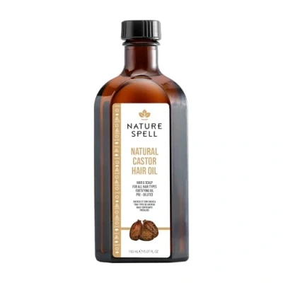 Image of Nature Spell Cold Pressed Castor Oil 150 ml 100% Pure and Natural for Hair Growth, Eyelashes, Eyebrow, Skin Made in the UK