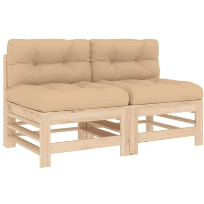 Image of vidaXL Middle Sofas with Cushions 2 pcs Solid Wood Pine