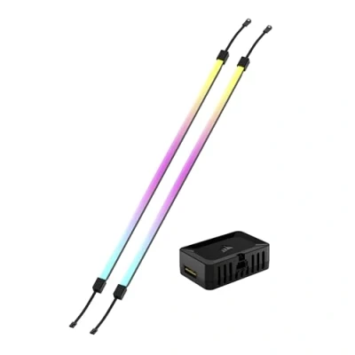 Image of CORSAIR iCUE LINK LS350 Aurora RGB Light Strips 350mm Kit 2x Magnetic Diffused Individually Addressable LED Adapter and ARGB to 3 Pin Cable Included