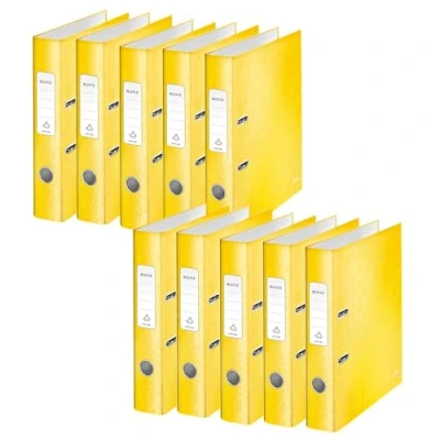 Image of Leitz A4 Lever Arch File, Yellow, 50 mm Spine Width, Wow Range, 10060016