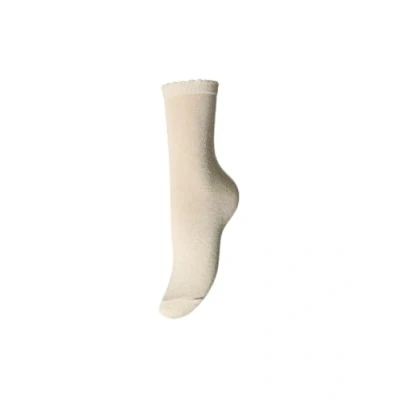 Image of WHITELISTED Women&#039;s Pcsebby Glitter Long 1 Pack Socks Noos, Birch/Detail: Gold Colour Lurex, One Size